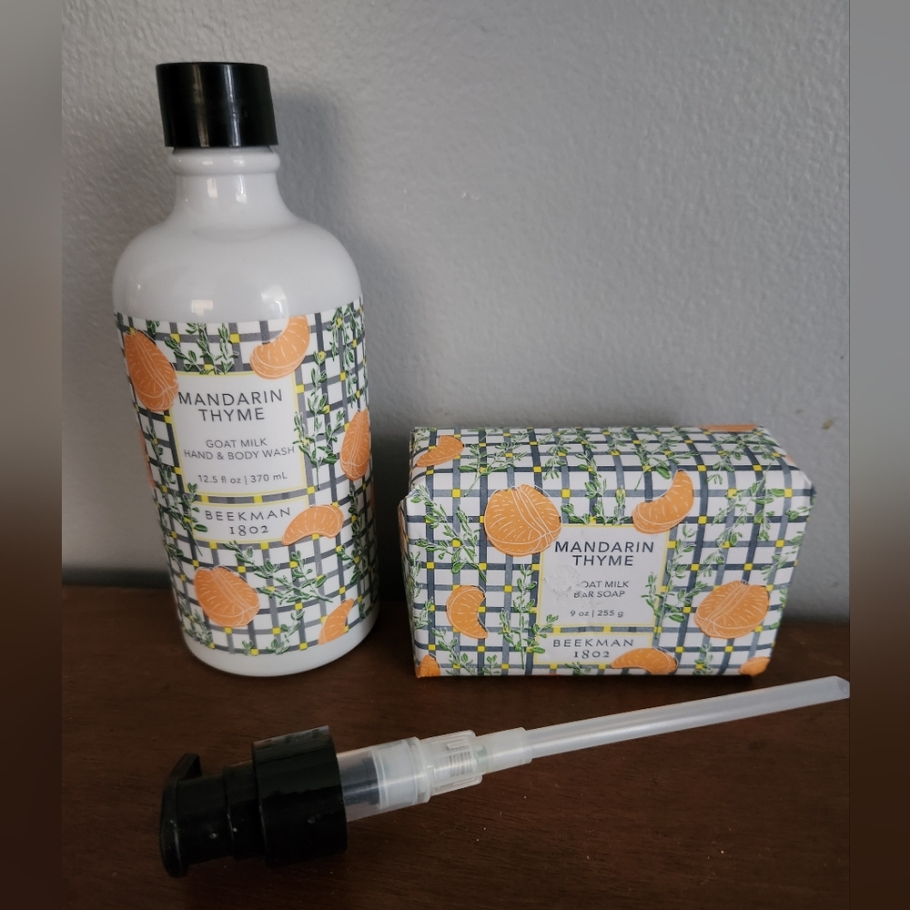 BEEKMAN 1802 Mandarin Thyme Goat Milk Hand & Body Wash Plush Hand Soap NEW